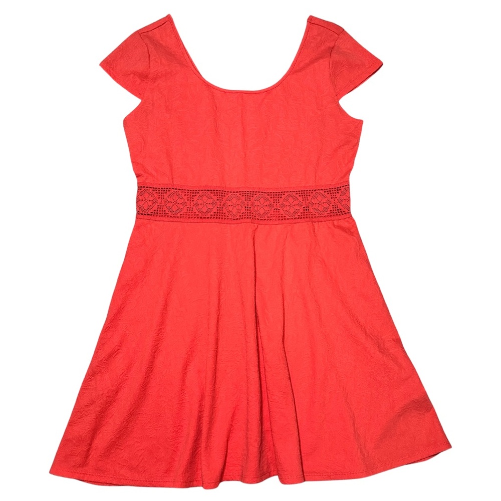 EUC Coral Crochet Cut Out Skater Dress Size XL